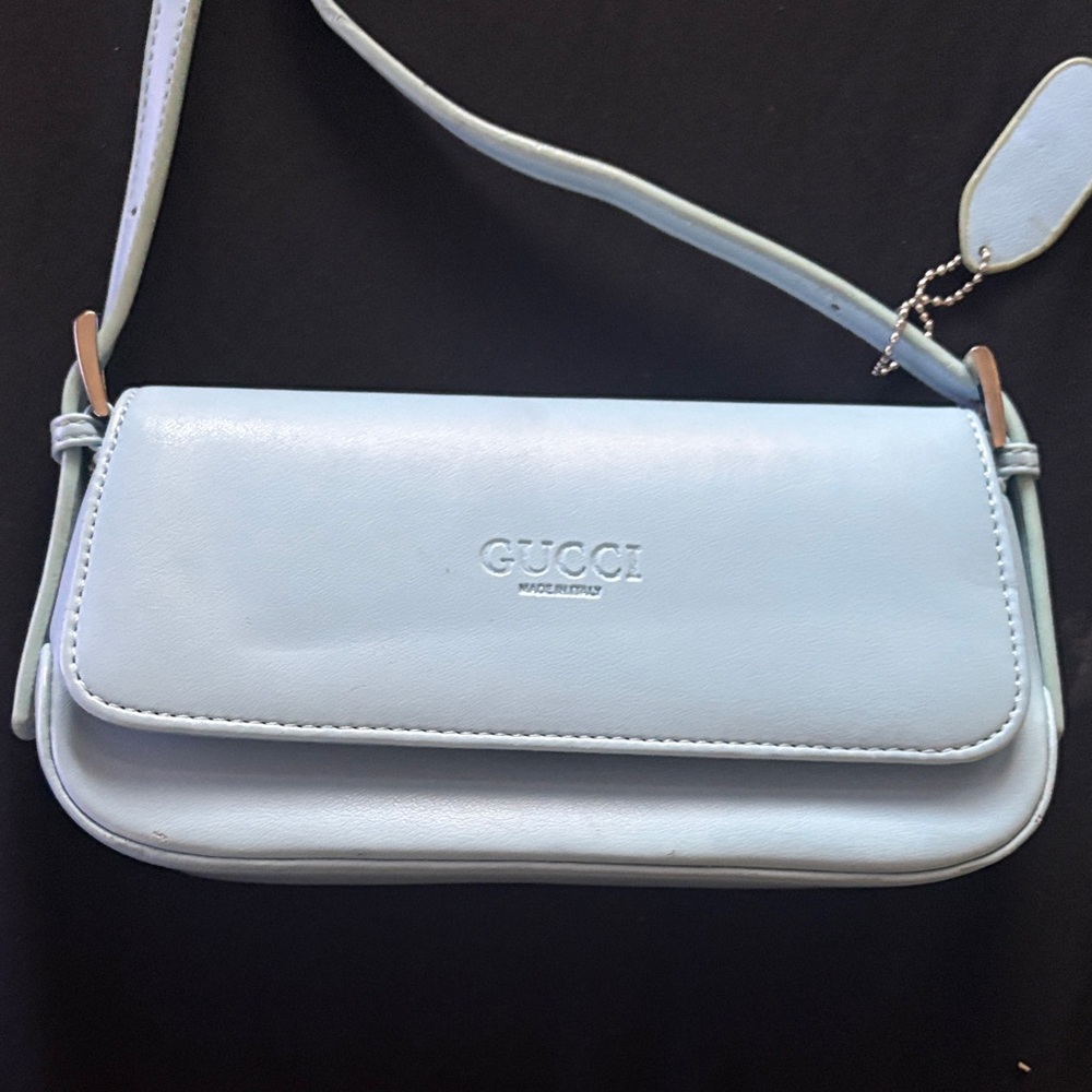 Gucci Sky Blue Leather Shoulder Bag